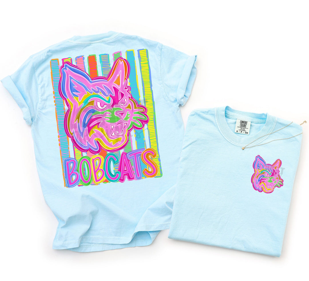 Bold and Bright Bobcats front and back mascot tee mockup