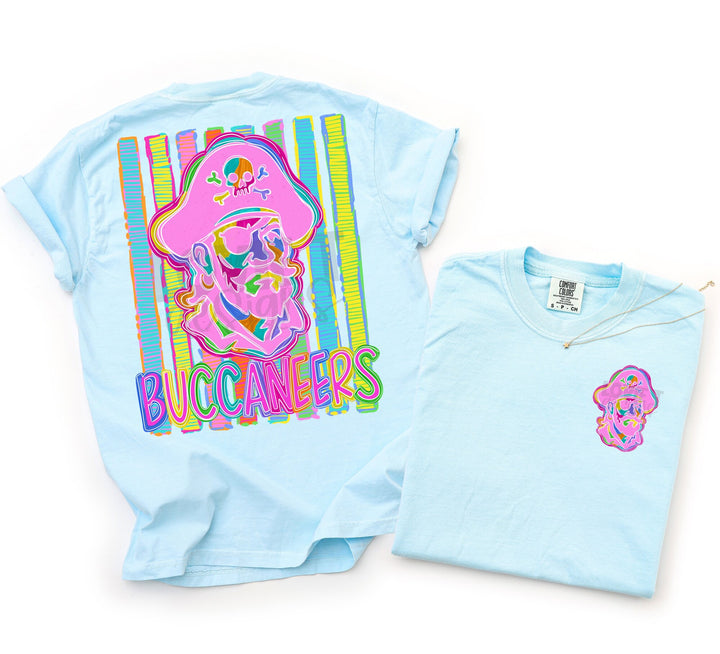 Bold and Bright Buccaneers front and back mascot tee mockup