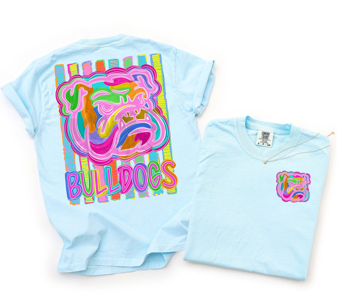 Bold and Bright Bulldogs front and back mascot tee mockup