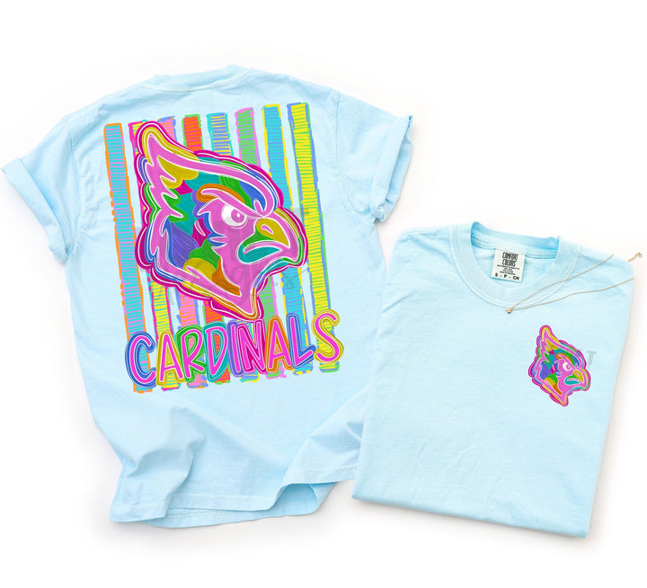 Bold and Bright Cardinals front and back mascot tee mockup