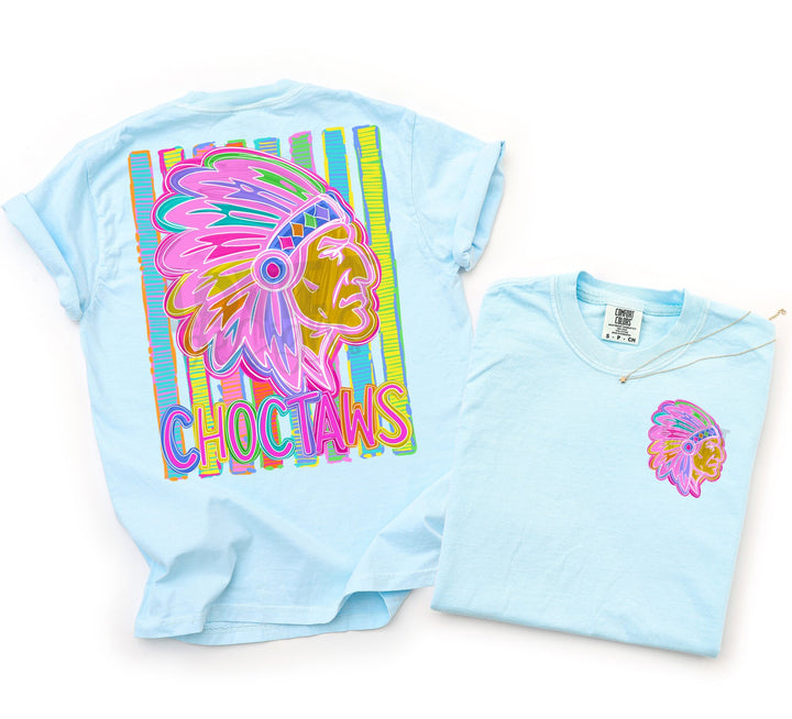 Bold and Bright Choctaws front and back mascot tee mockup