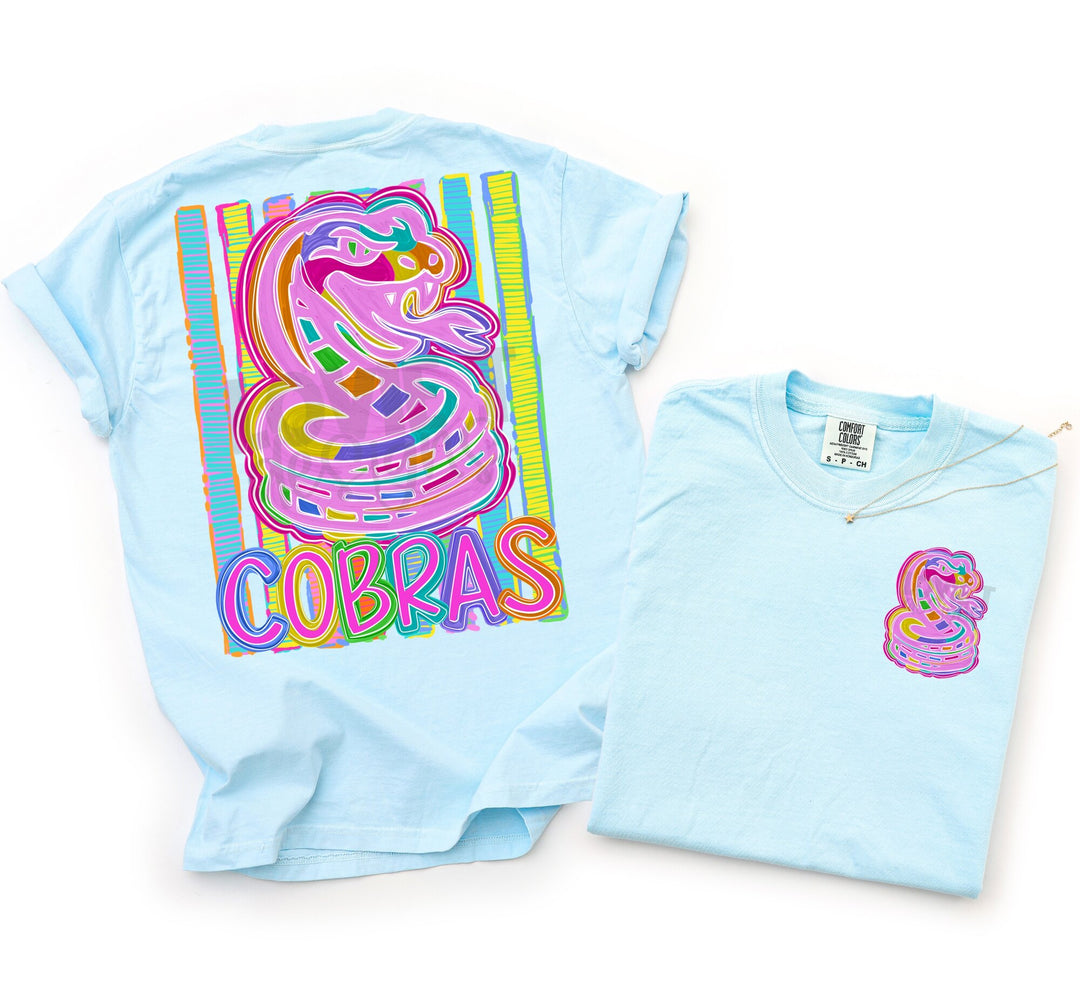 Bold and Bright Cobras front and back mascot tee mockup