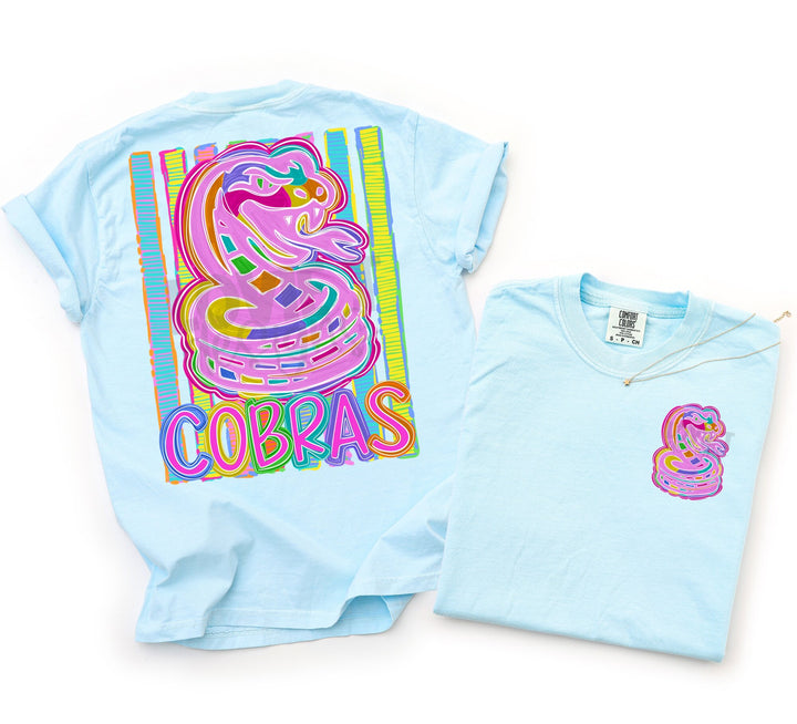 Bold and Bright Cobras front and back mascot tee mockup
