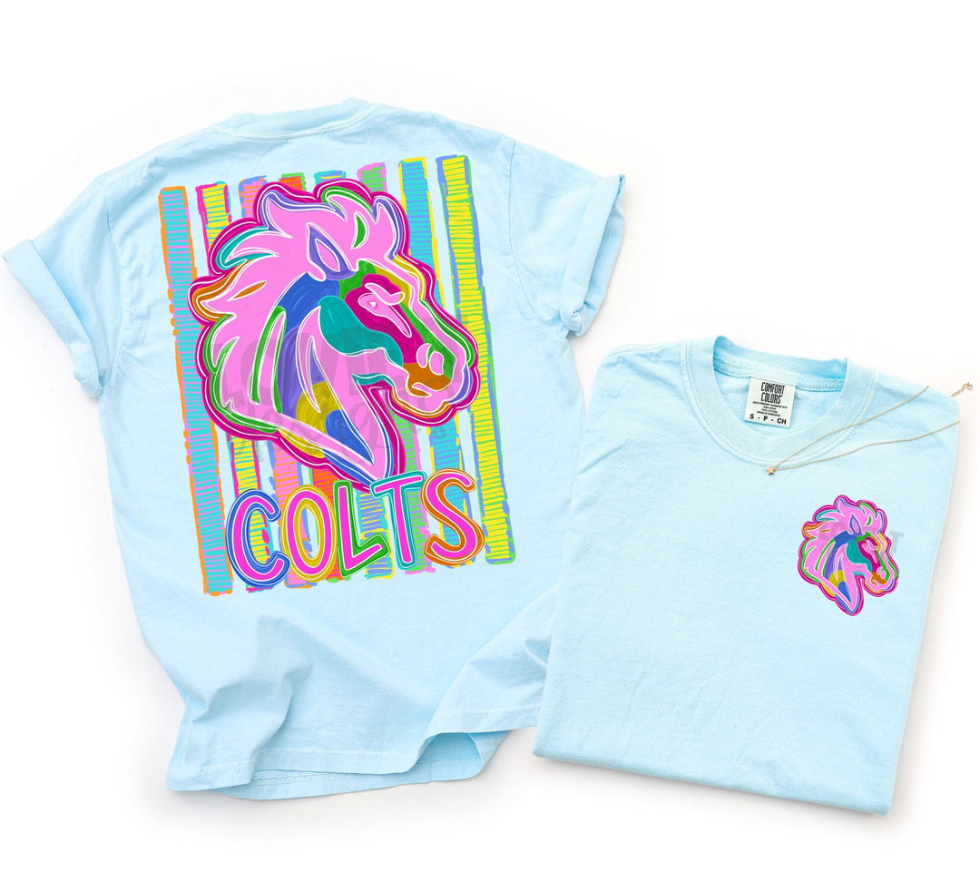 Bold and Bright Colts front and back mascot tee mockup