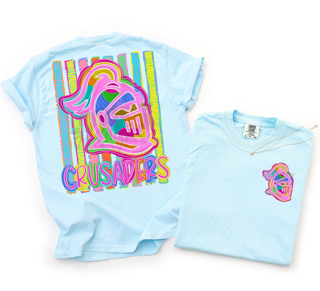 Bold and Bright Crusaders front and back mascot tee mockup
