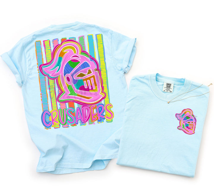 Bold and Bright Crusaders front and back mascot tee mockup