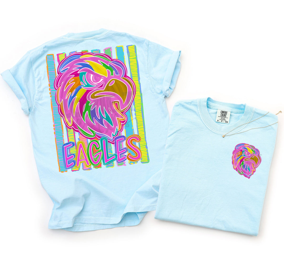 Bold and Bright Eagles front and back mascot tee mockup
