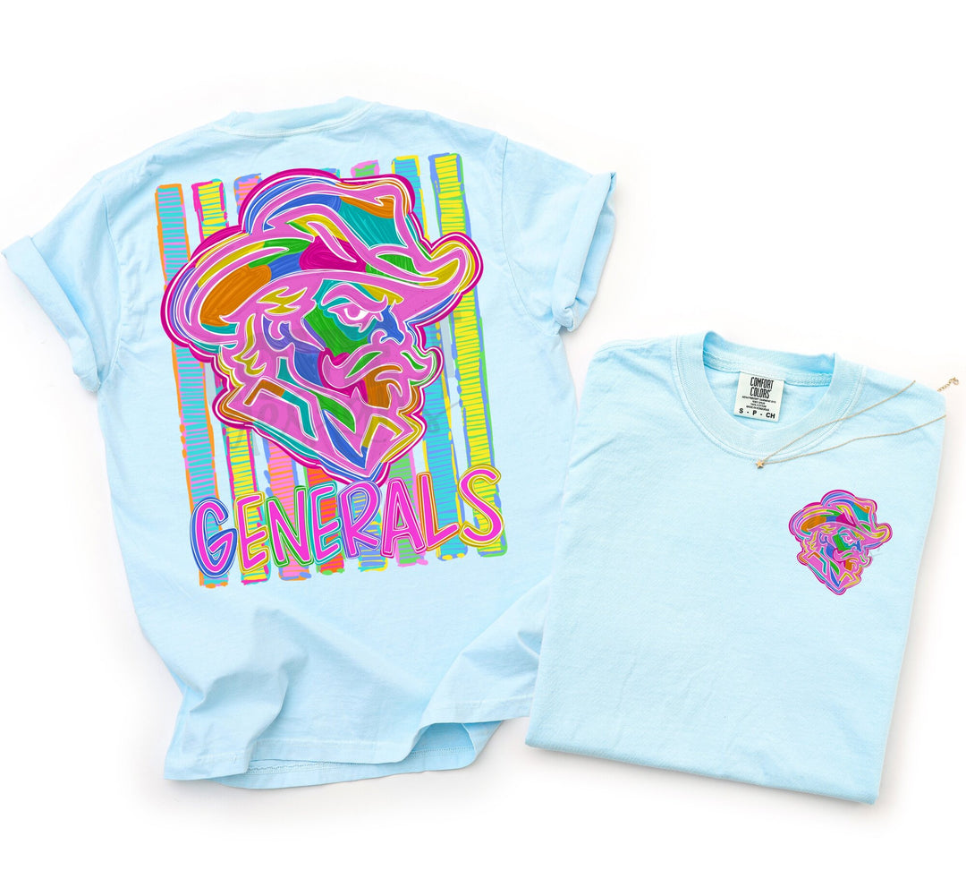 Bold and Bright Generals front and back mascot tee mockup