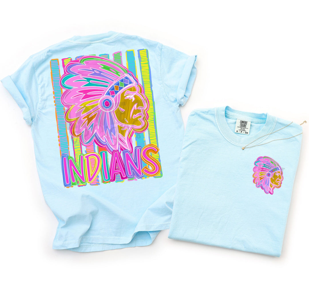 Bold and Bright Indians front and back mascot tee mockup