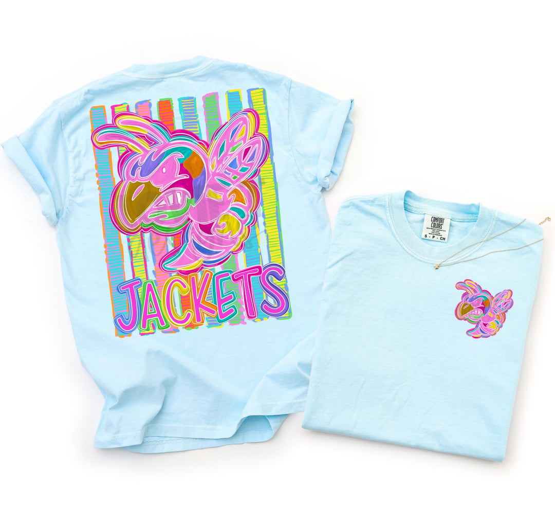 Bold and Bright Jackets front and back mascot tee mockup