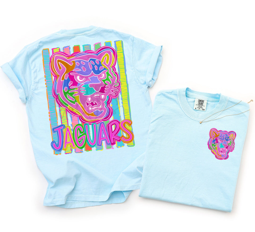 Bold and Bright Jaguars front and back mascot tee mockup