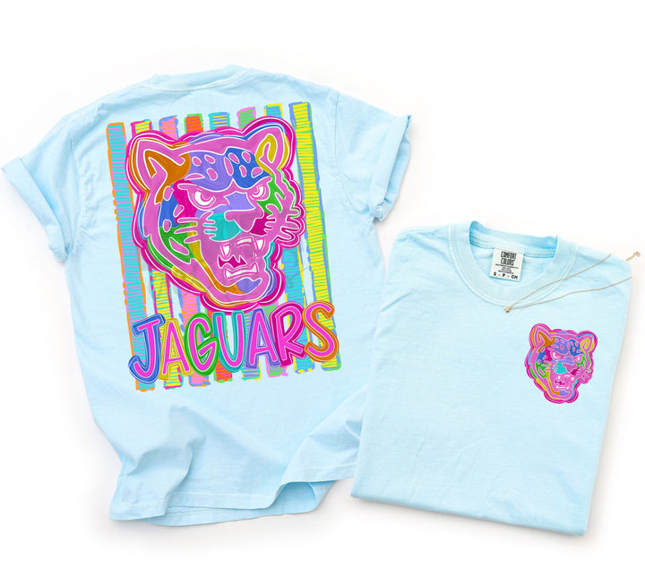 Bold and Bright Jaguars front and back mascot tee mockup