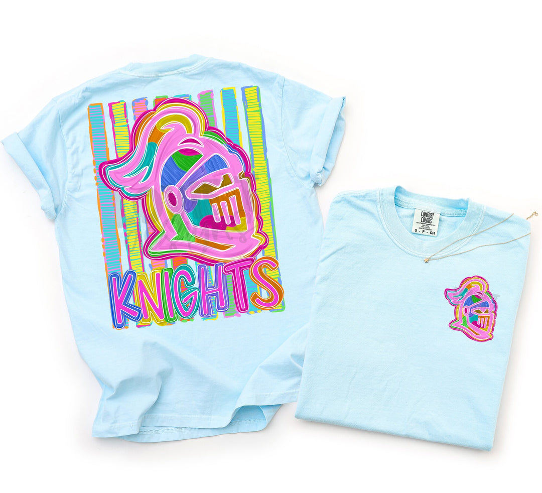 Bold and Bright Knights front and back mascot tee mockup