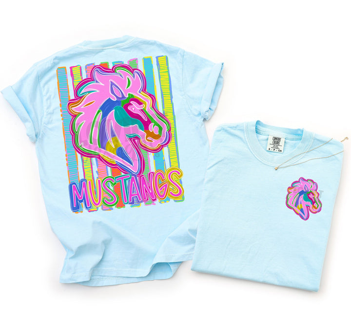 Bold and Bright Mustangs front and back mascot tee mockup