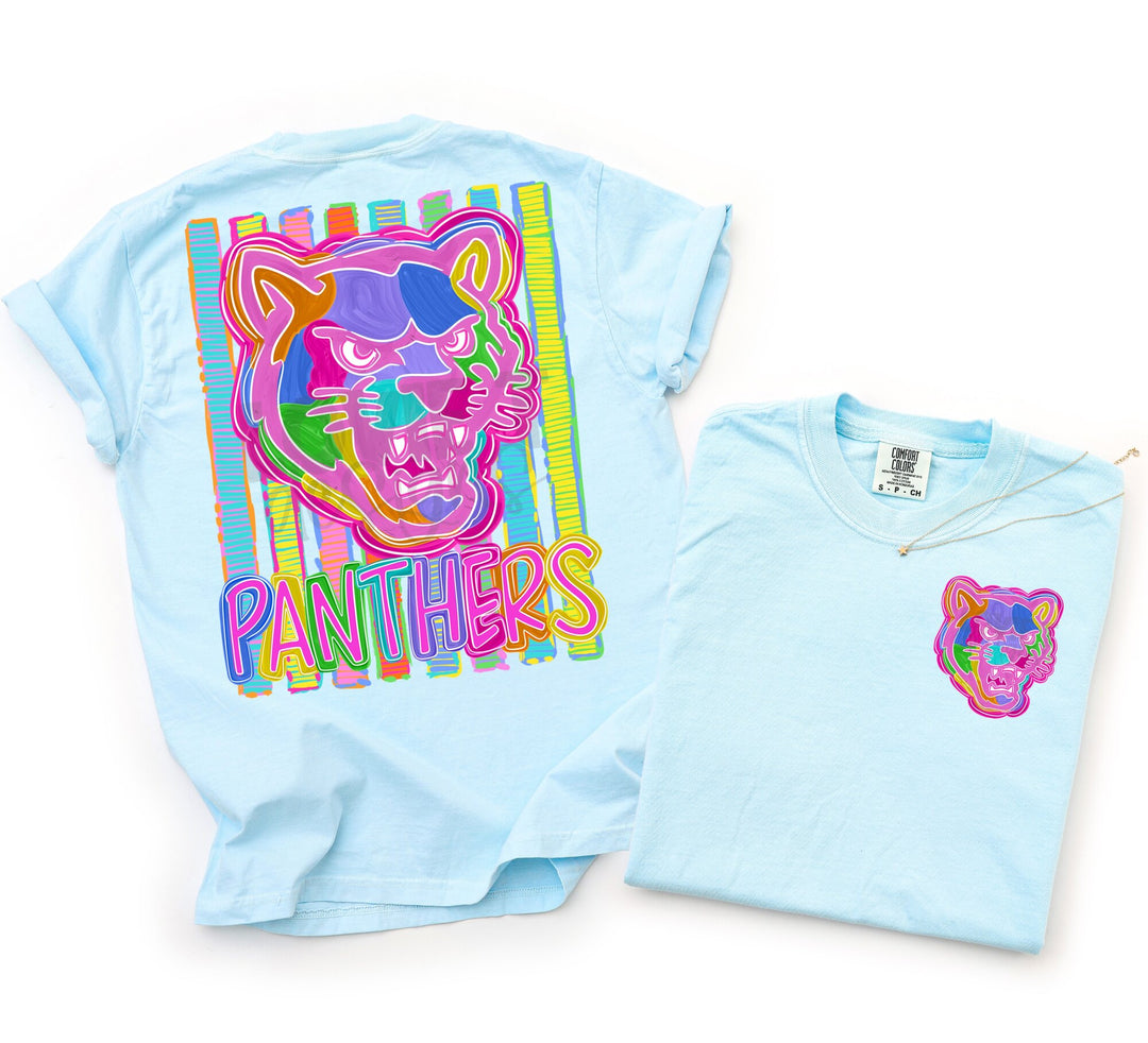 Bold and Bright Panthers front and back mascot tee mockup