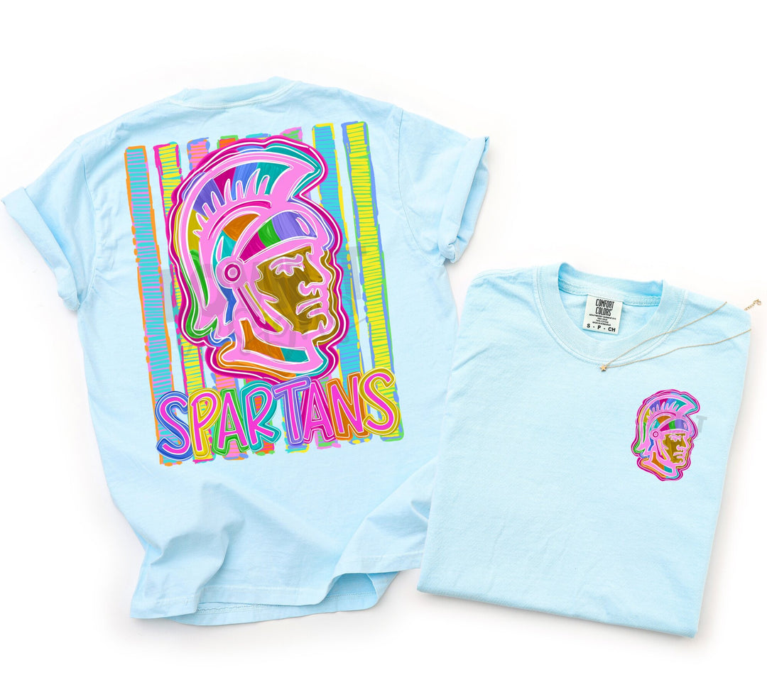 Bold and Bright Spartans front and back mascot tee mockup