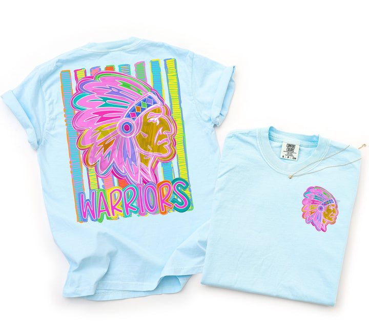 Bold and Bright Warriors front and back mascot tee mockup