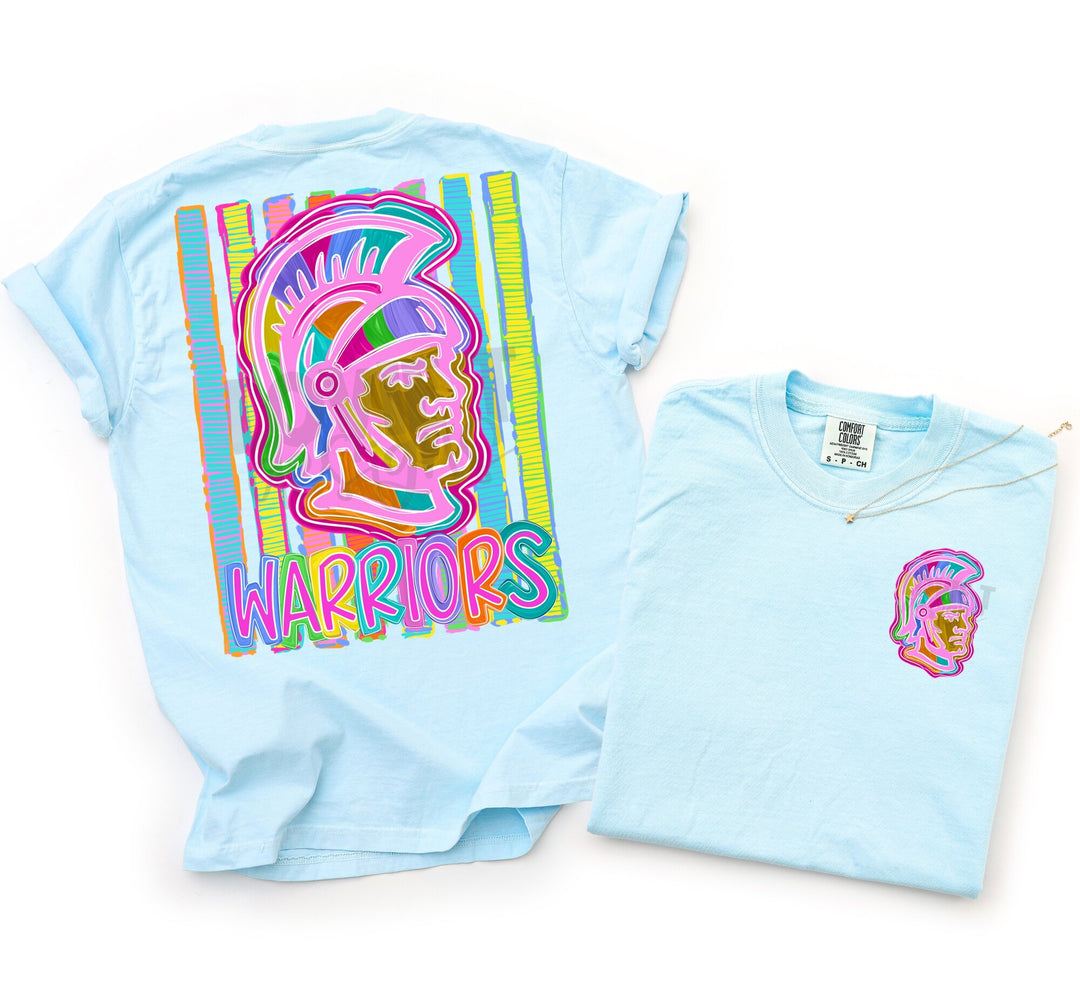 Bold and Bright Warriors Spartan front and back mascot tee mockup