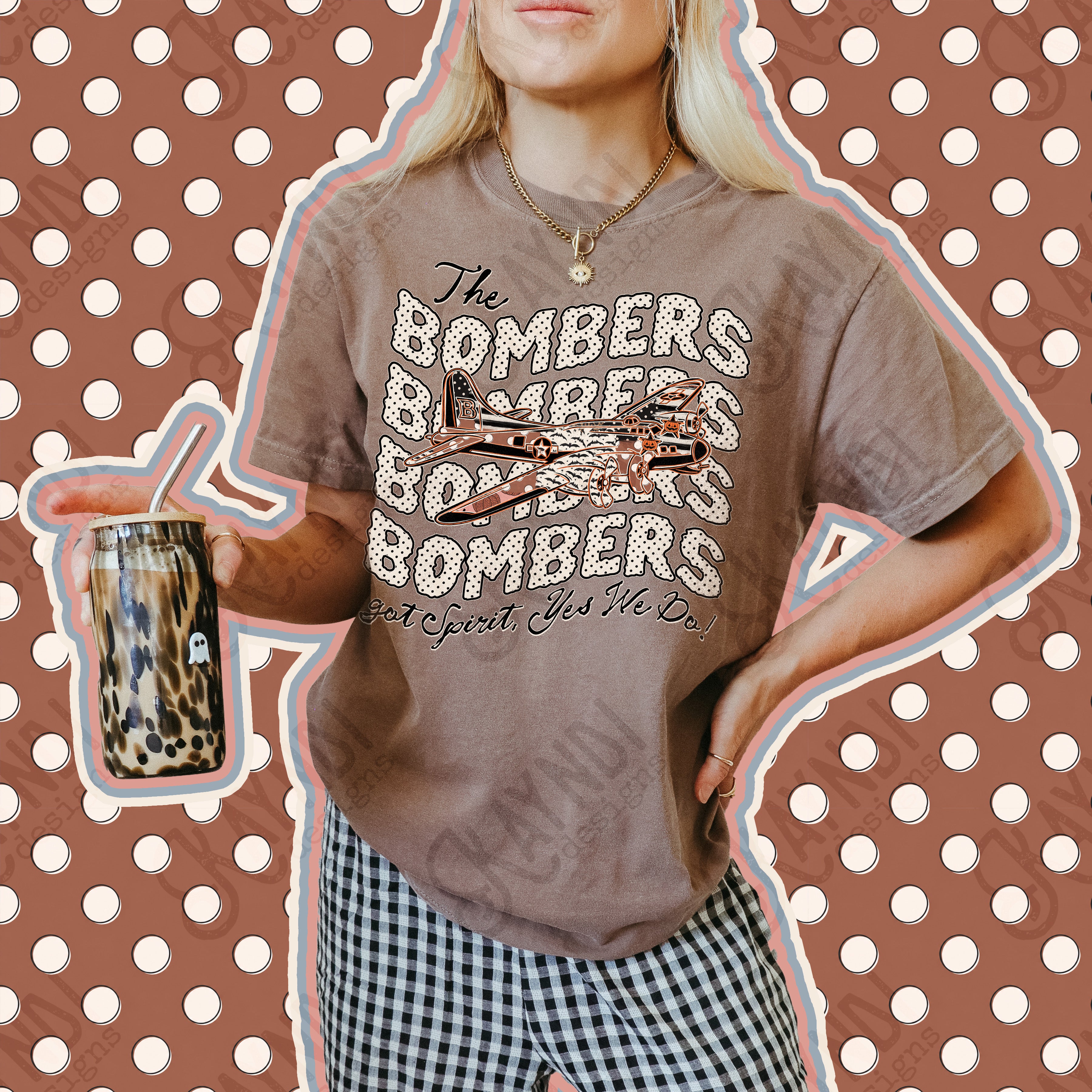 Patchwork Pumpkin Spirit Mascots Bombers design