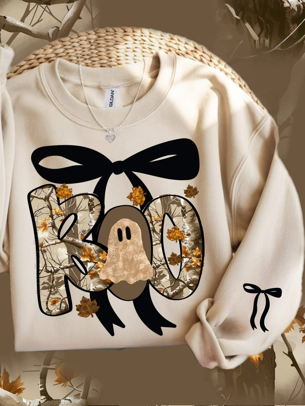 Boo Bow Camo DTF transfer design – image 1