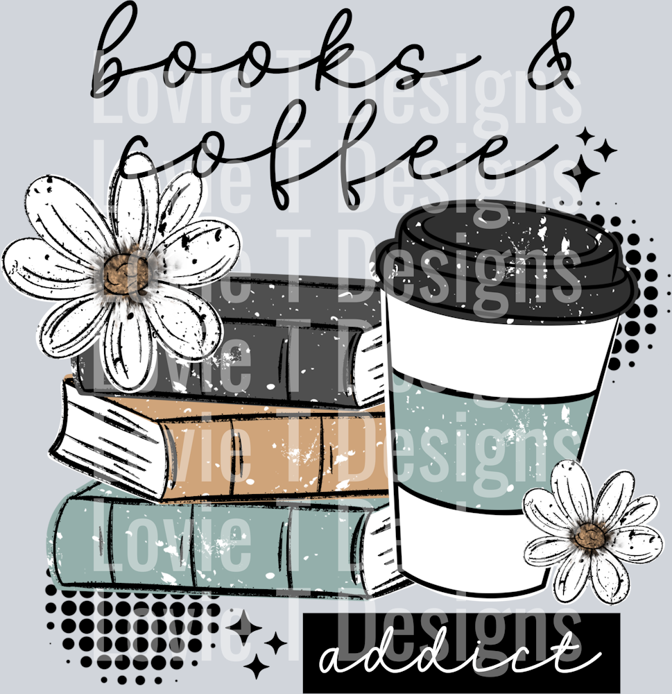 Books and coffee black words