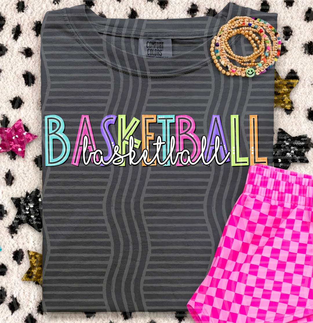 Bowling Option 2 Game Day Doodles DTF transfer pressed on a tee