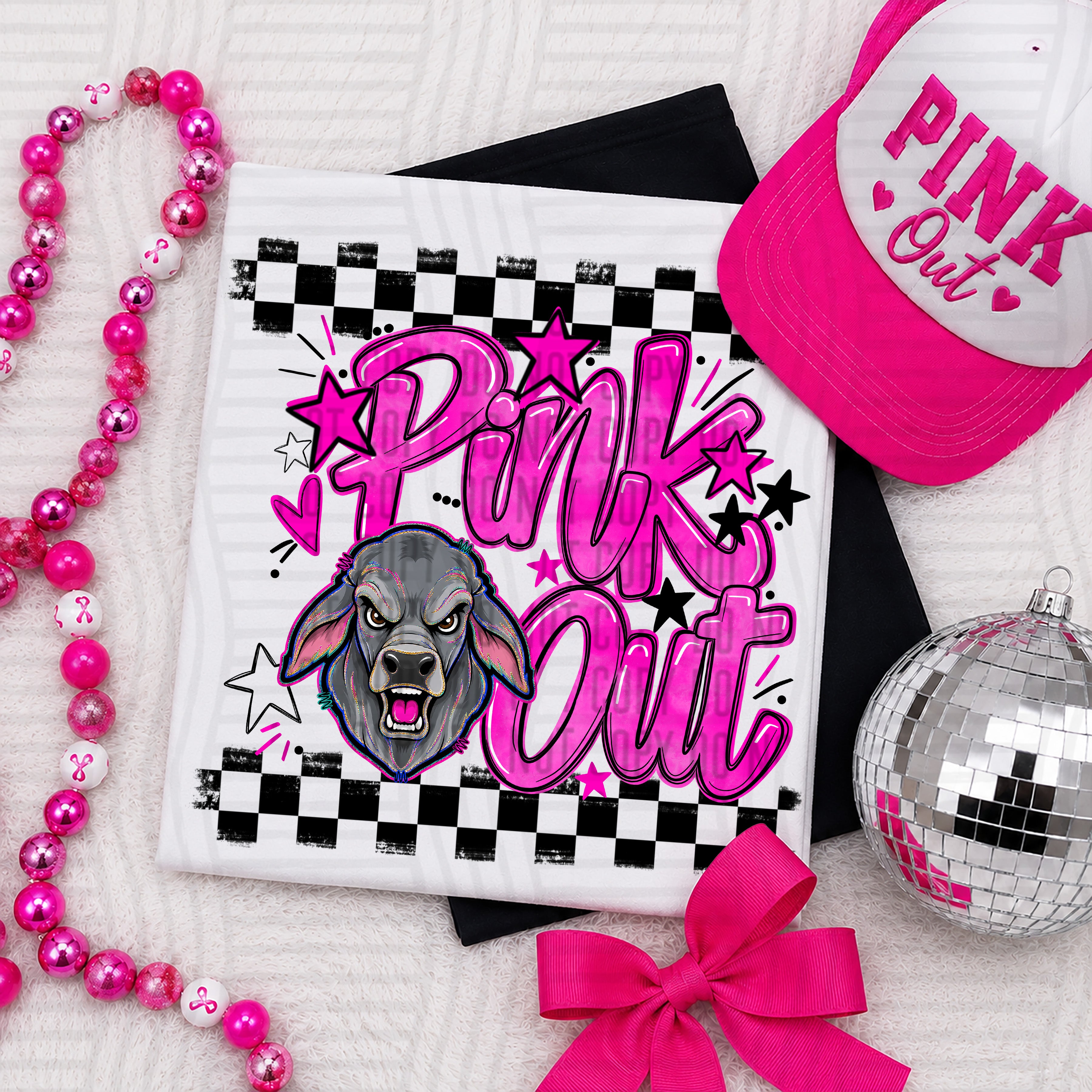 Pink Out Mascots CC Brahmas design