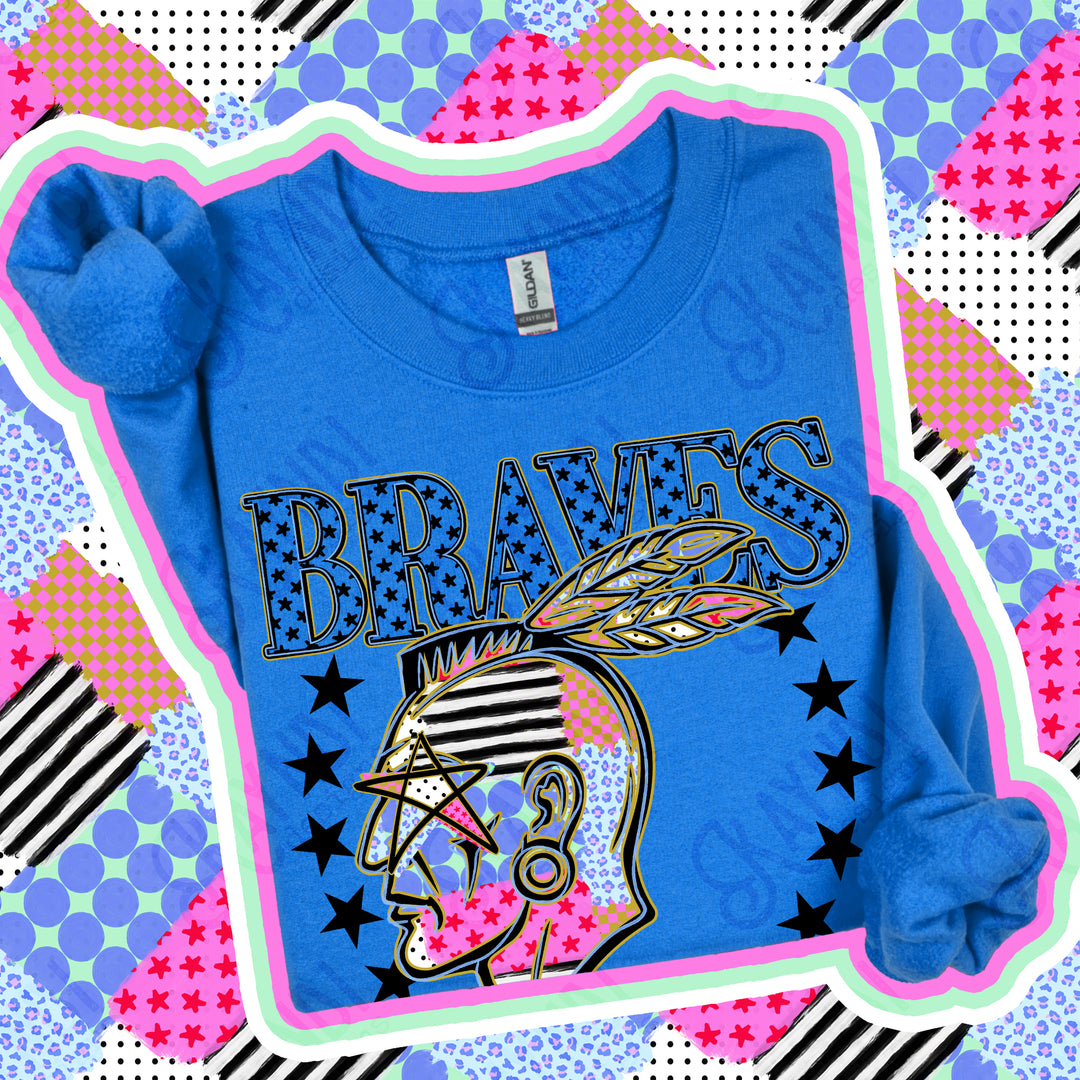 Braves 2 Patchwork Varsity Stars mascot DTF transfer
