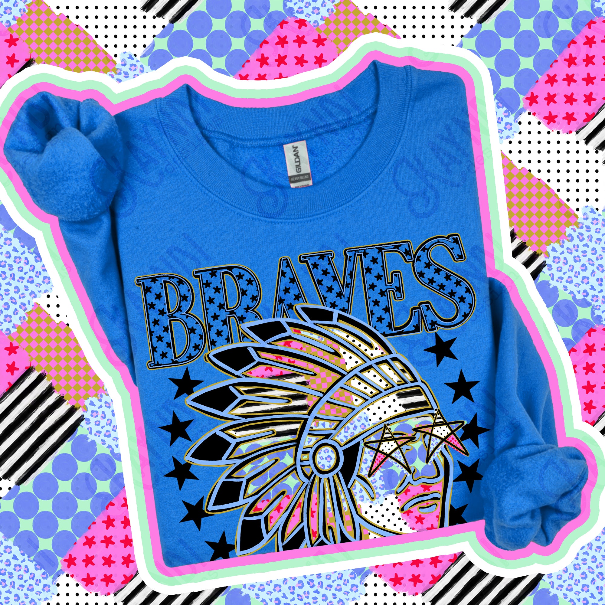 Patchwork Varsity Stars Mascots Braves design