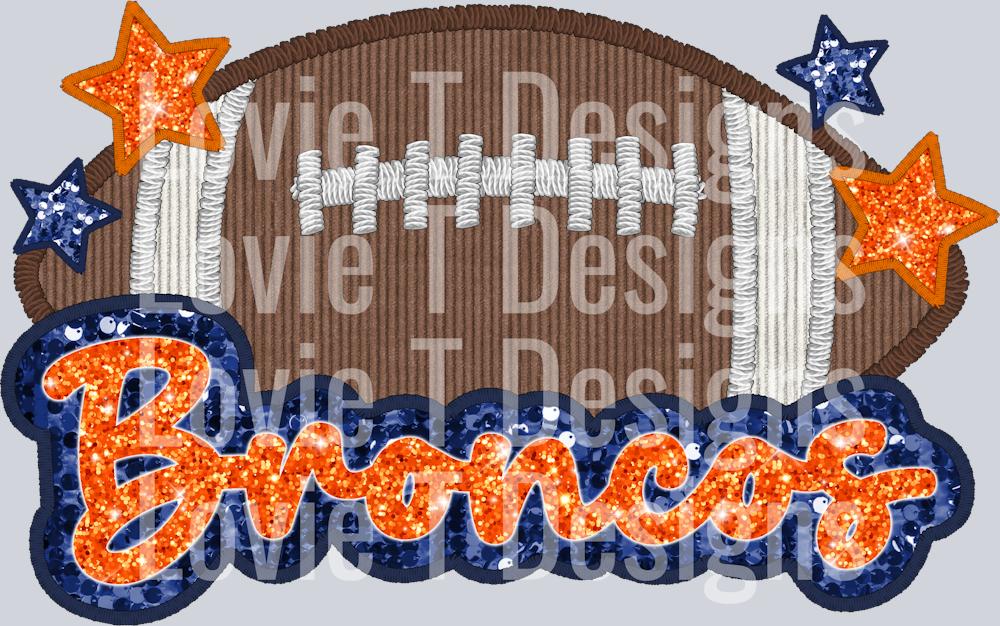 Broncos Football Faux Applique