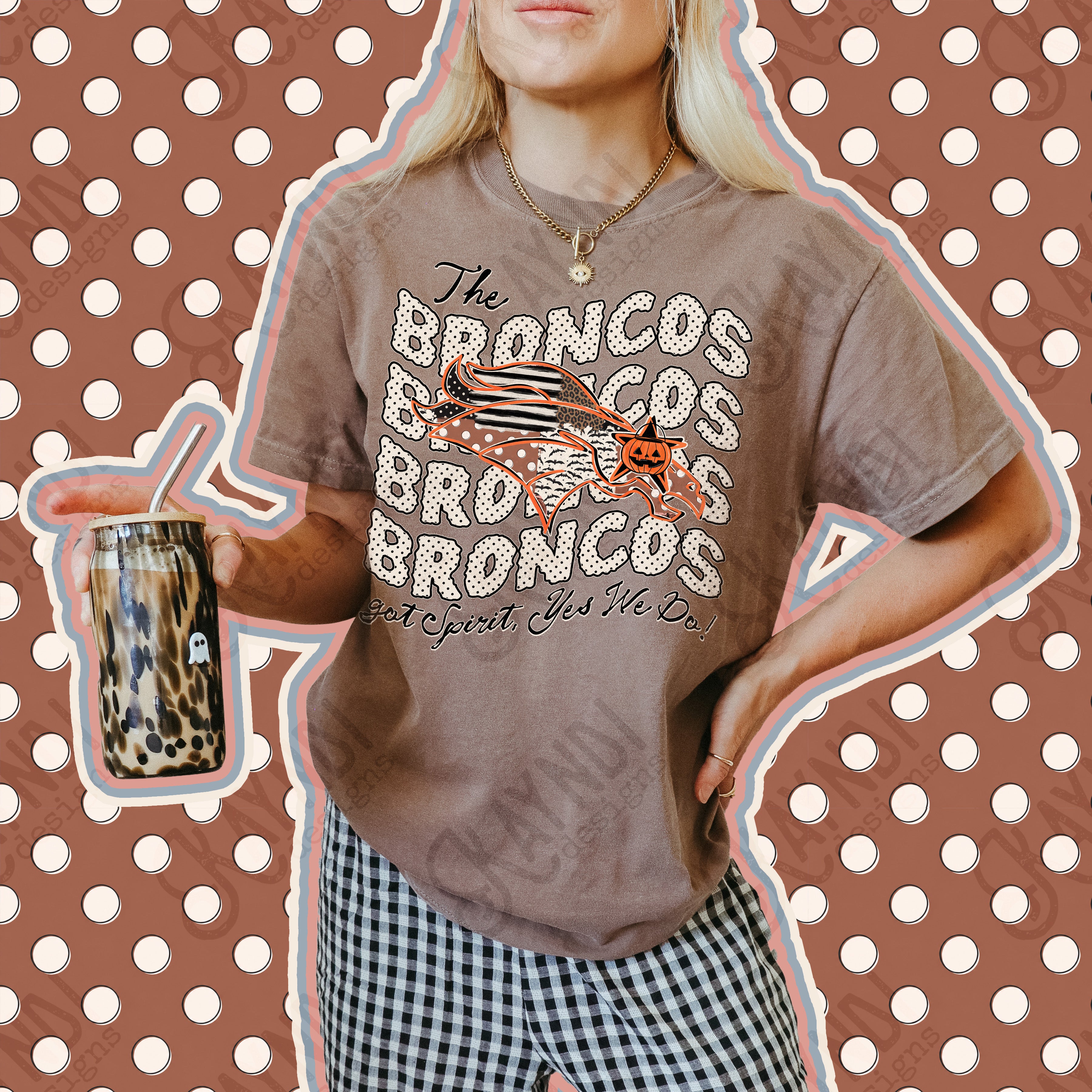 Patchwork Pumpkin Spirit Mascots Broncos 2 design