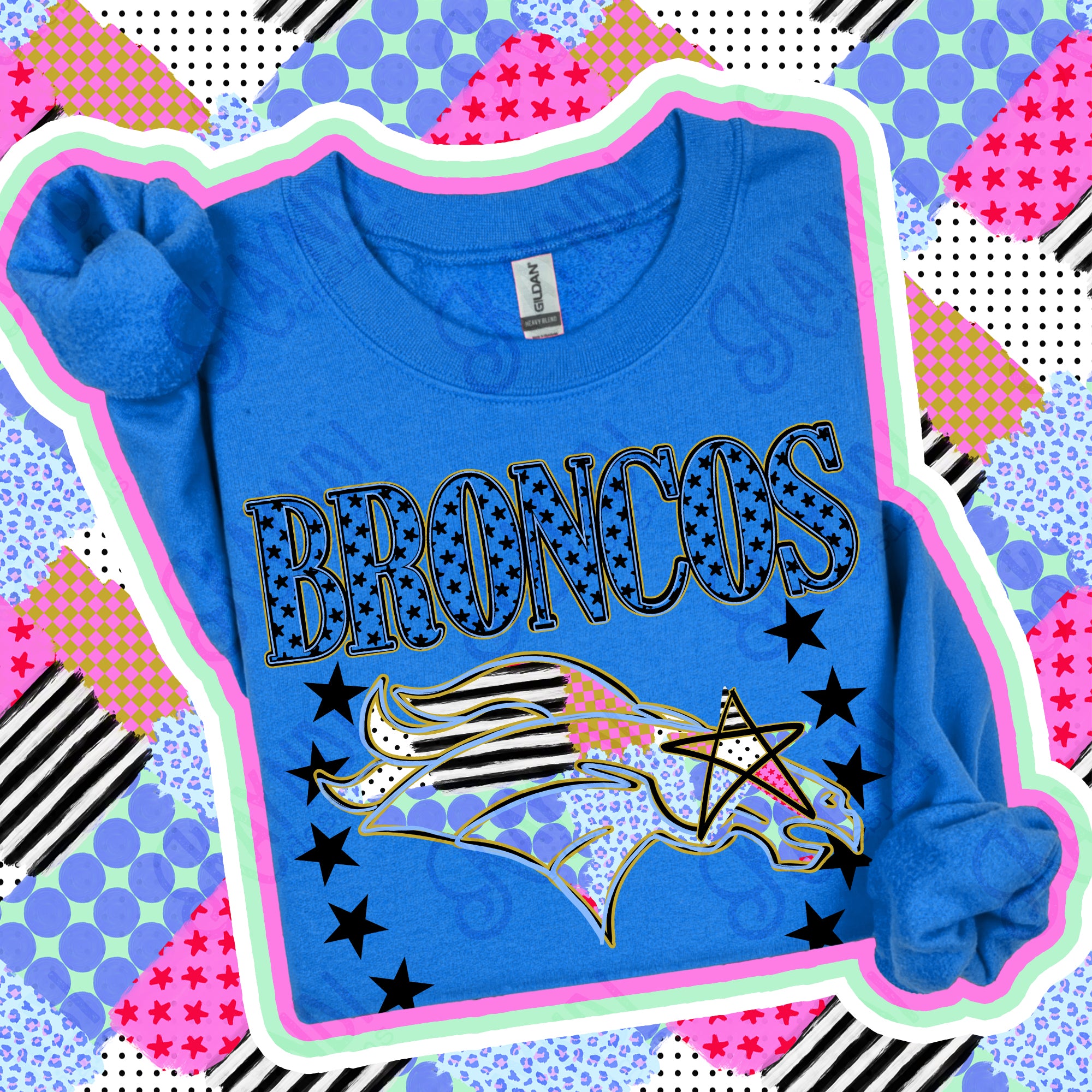 Patchwork Varsity Stars Mascots Broncos 2 design