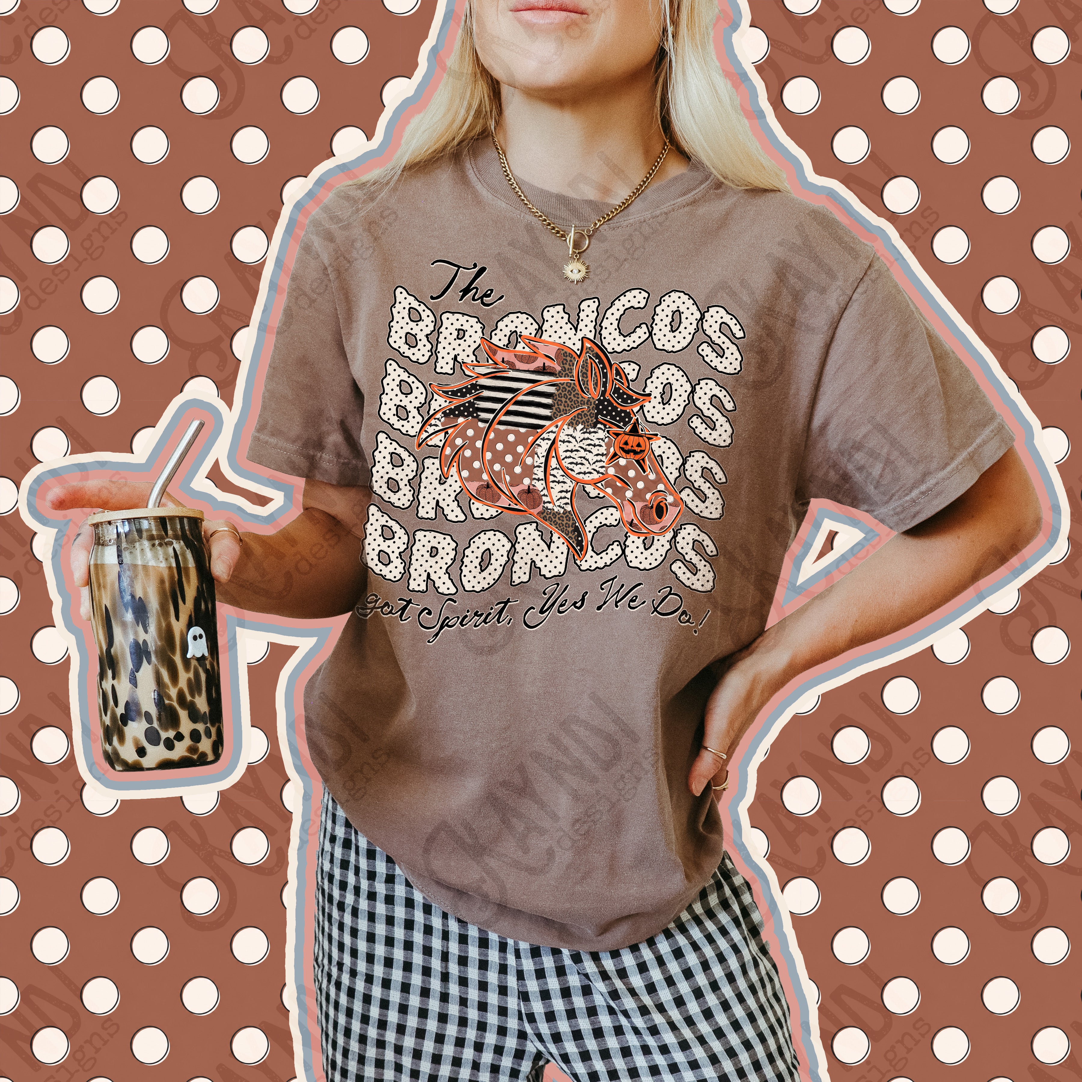 Patchwork Pumpkin Spirit Mascots Broncos design