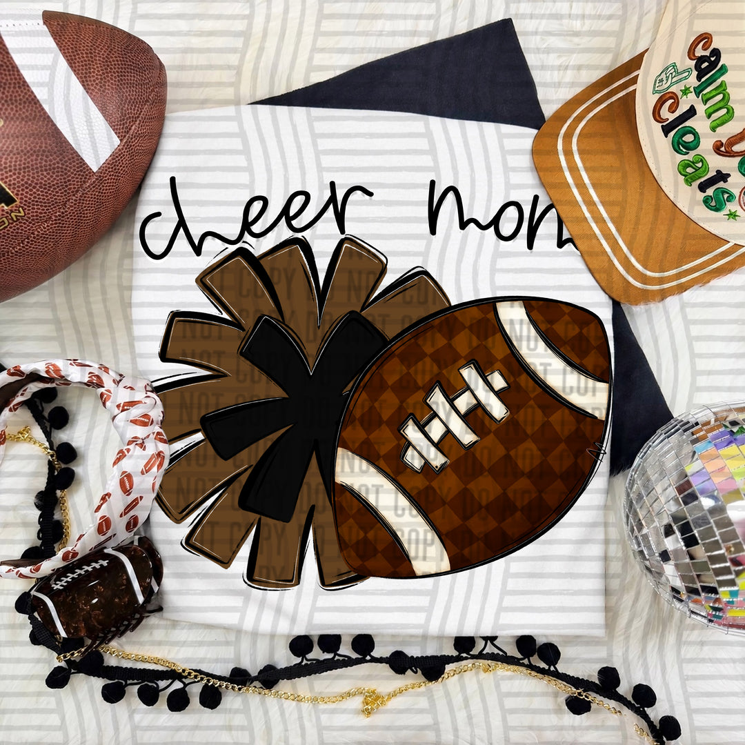 Cheer Mom DTF transfer in Brown & Black