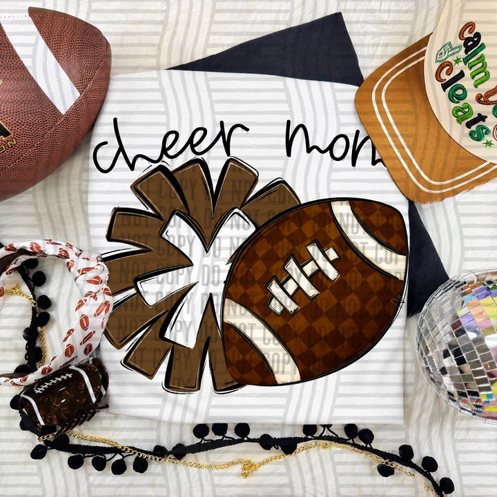 Cheer Mom DTF transfer in Brown & White