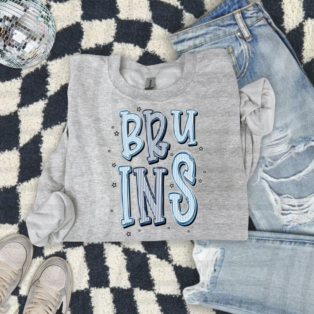Bruins Columbia Blue & Navy Seersucker Chic Two Color DTF transfer mockup