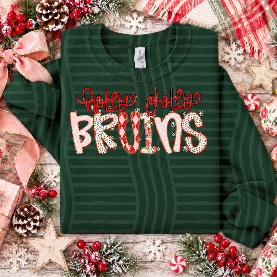 Bruins Holly Jolly Confetti Mascots DTF transfer