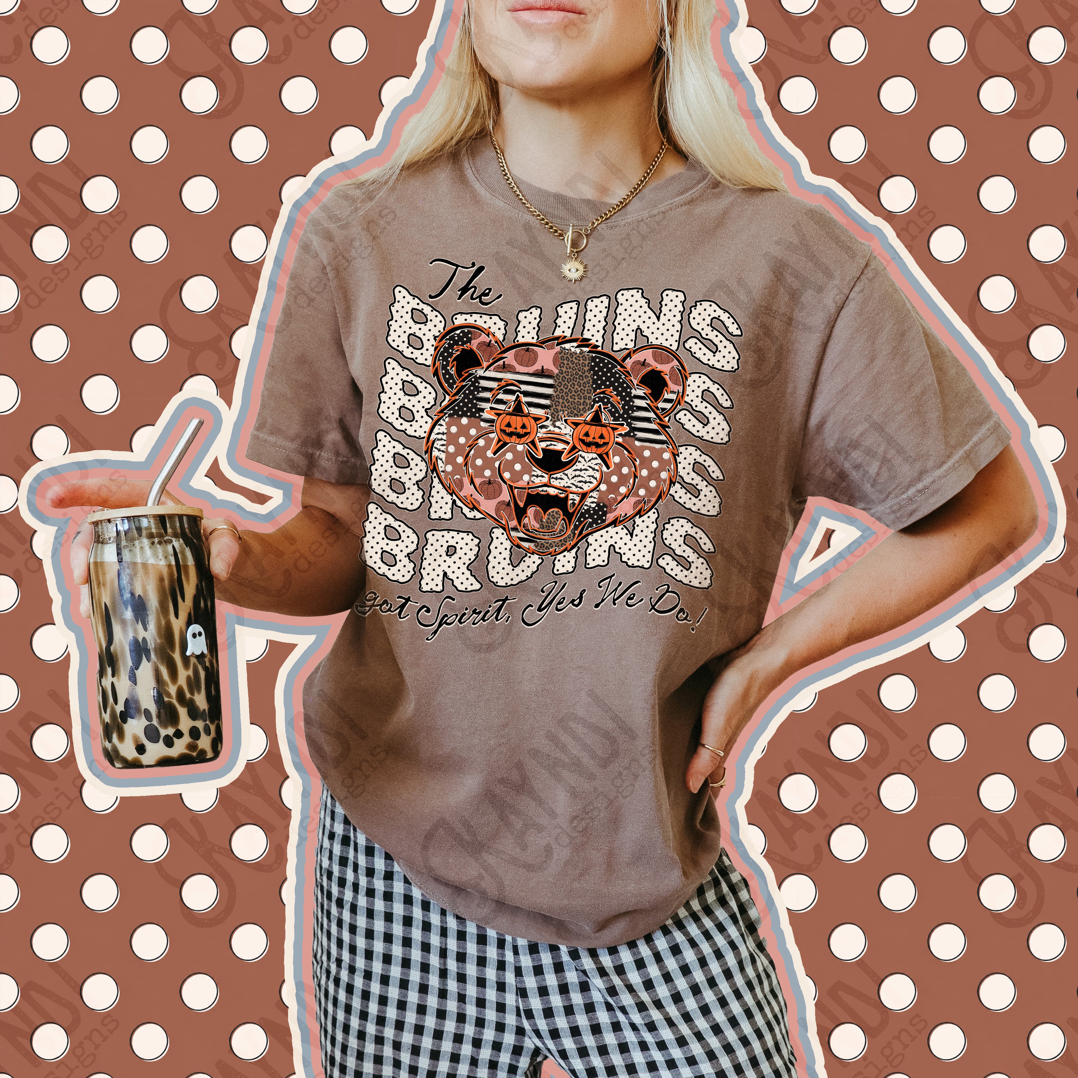 Patchwork Pumpkin Spirit Mascots Bruins design