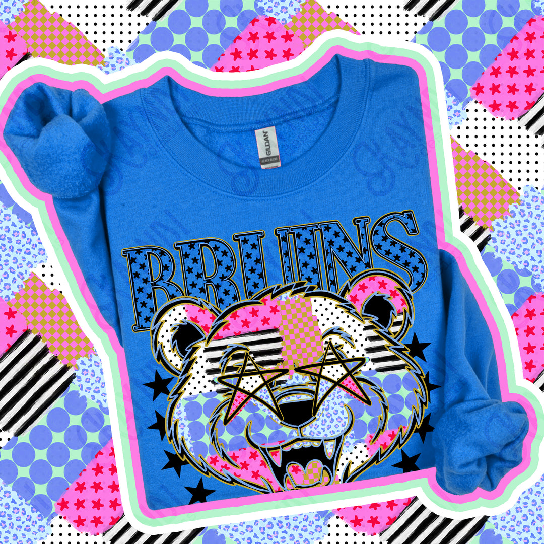 Bruins Patchwork Varsity Stars mascot DTF transfer