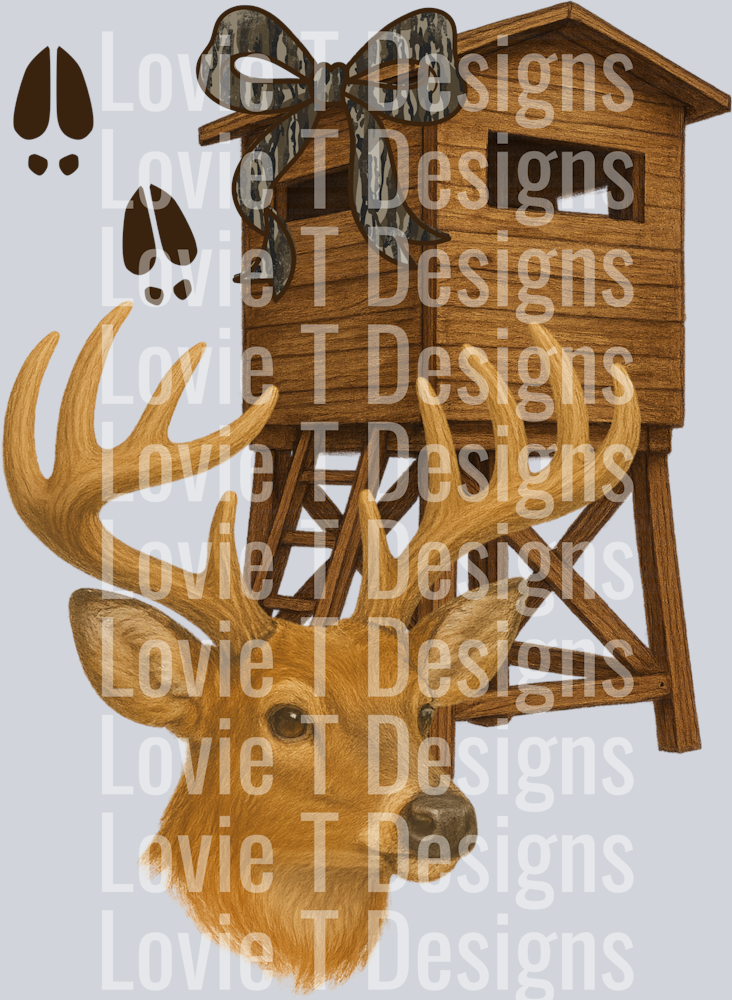 Buck with Deer Stand and Bow