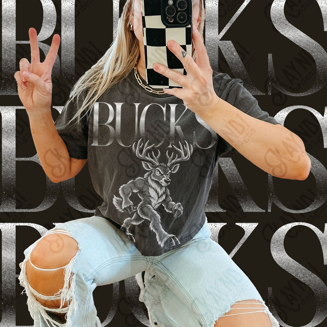 Halftone Mascots Bucks DTF transfer mockup