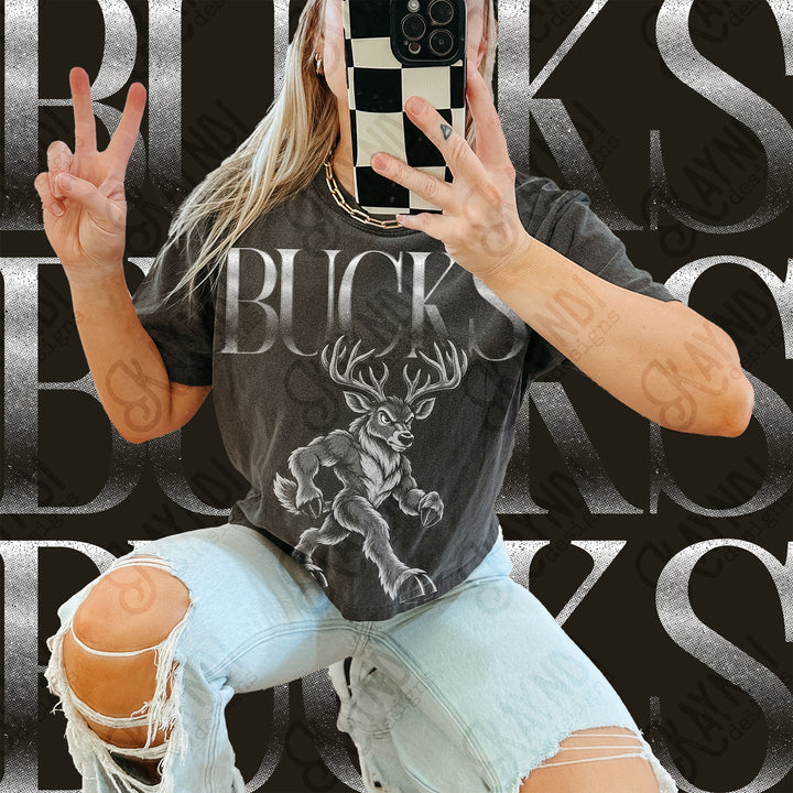 Halftone Mascots Bucks DTF transfer mockup