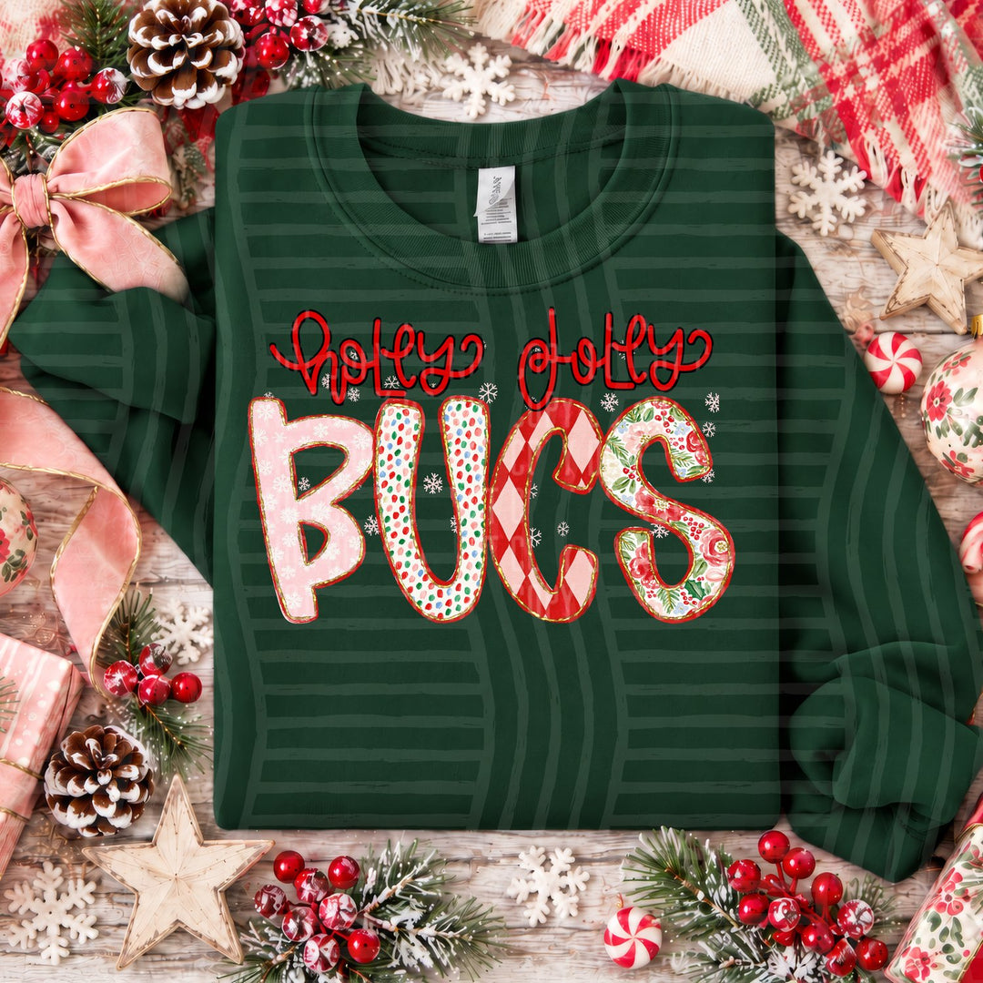 Bucs Holly Jolly Confetti Mascots DTF transfer