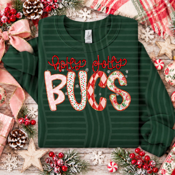 Holly Jolly Confetti Mascots Bucs design