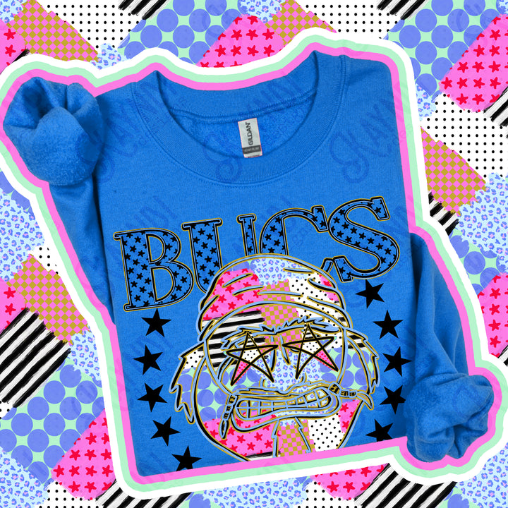 Bucs Patchwork Varsity Stars mascot DTF transfer