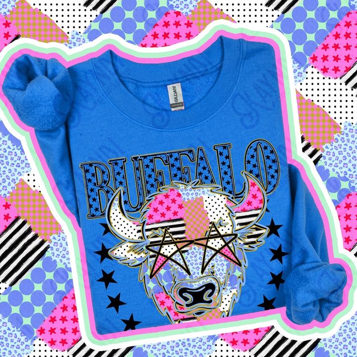 Buffalo 2 Patchwork Varsity Stars mascot DTF transfer
