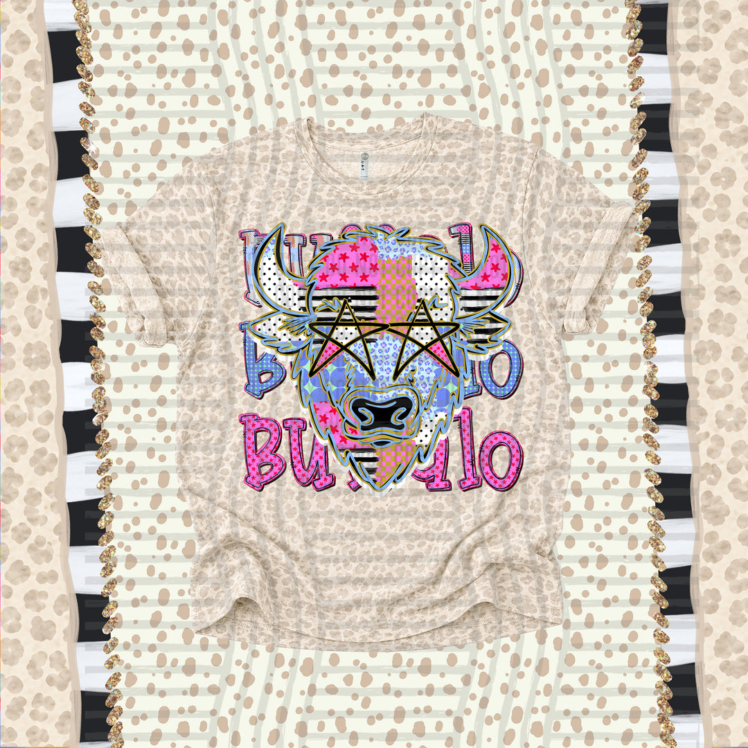 Buffalo Dolly Doodle mascot DTF transfer