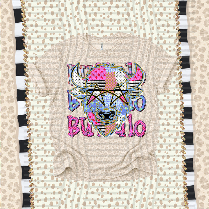 Buffalo Dolly Doodle mascot DTF transfer