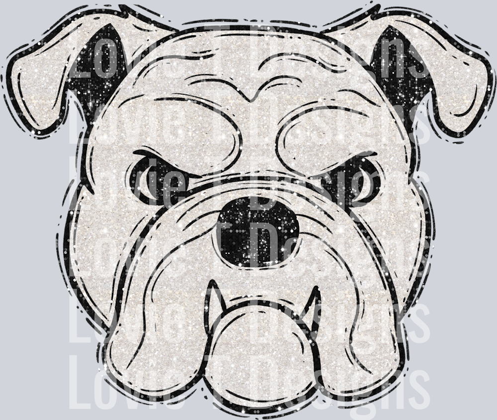 Bulldog Black Faux Glitter