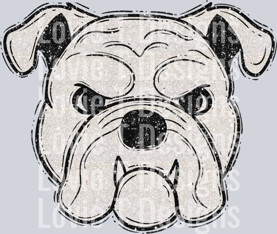 Bulldog Black Faux Glitter